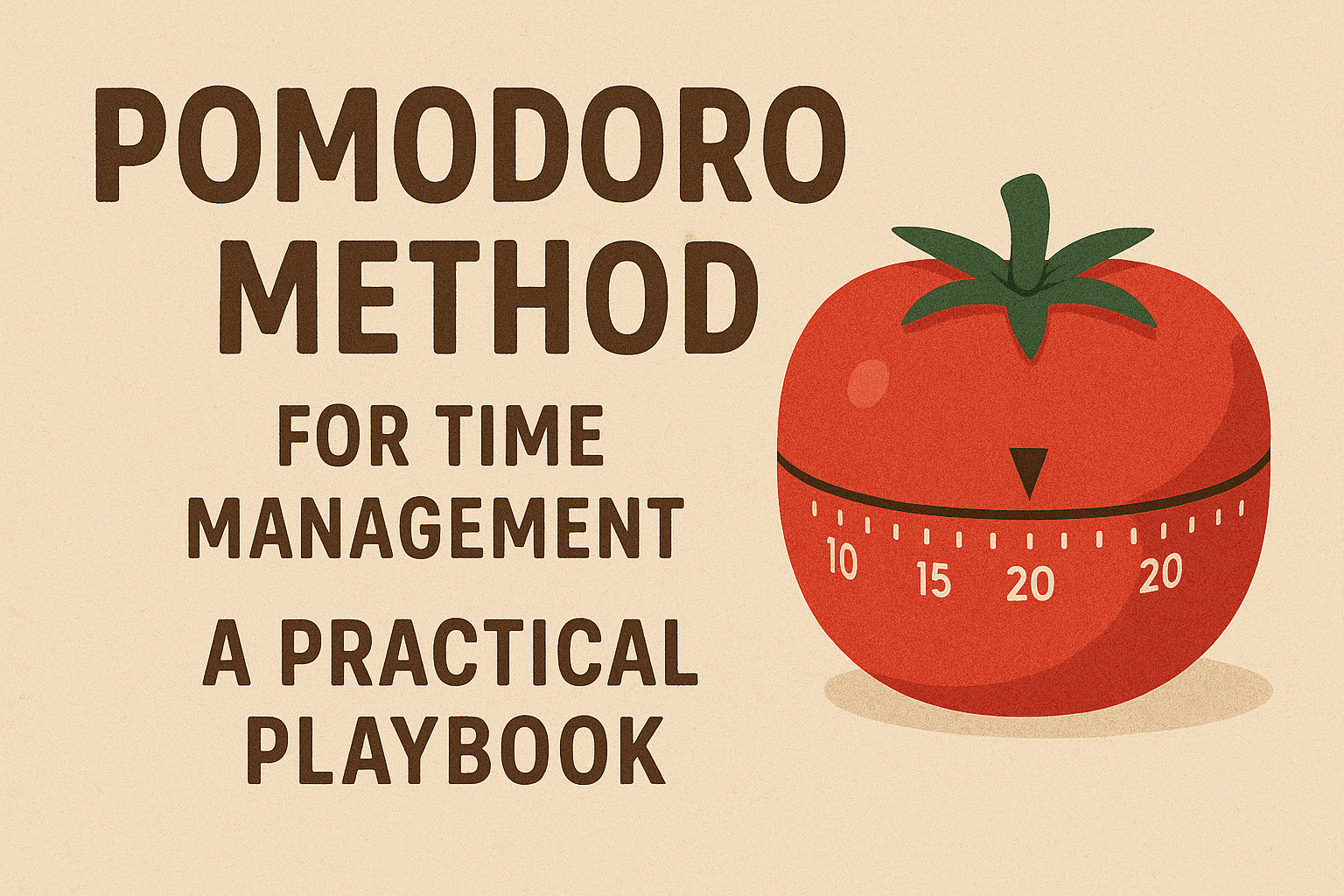 Pomodoro Method for Time Management illustration with tomato timer